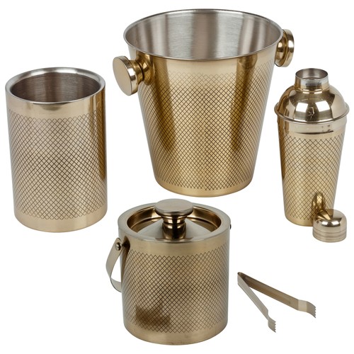Gold metal barware set - metal,