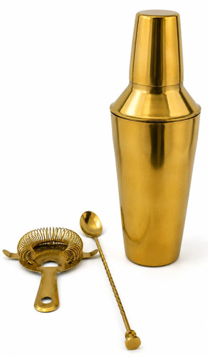 Golden cocktail shaker set - cocktail,