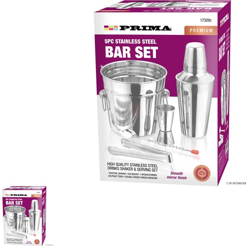 5pc stainless steel cocktail - steel,